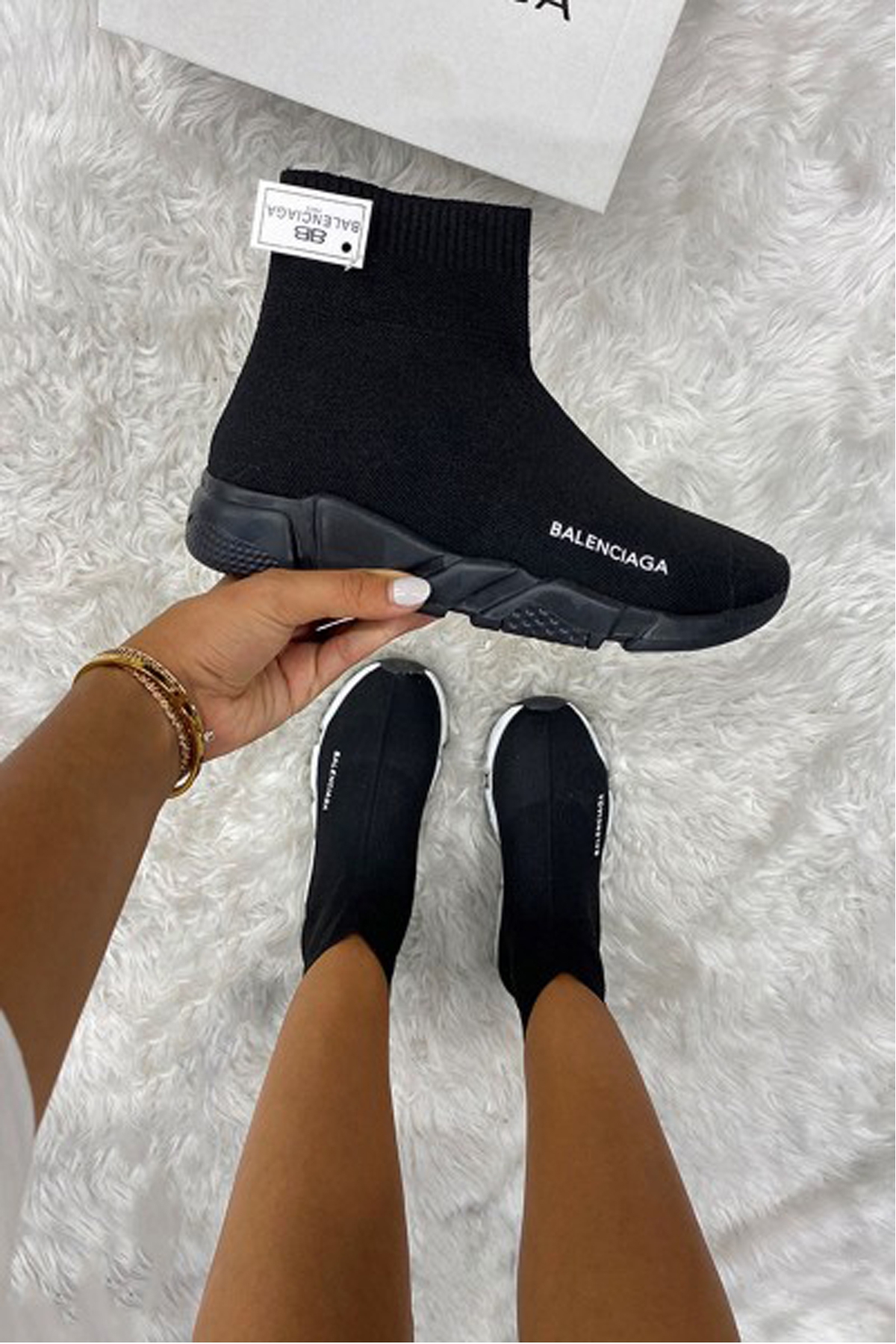 Full Siyah Balenciaga Çoraplı Kadın Sneakers Ayakkabı